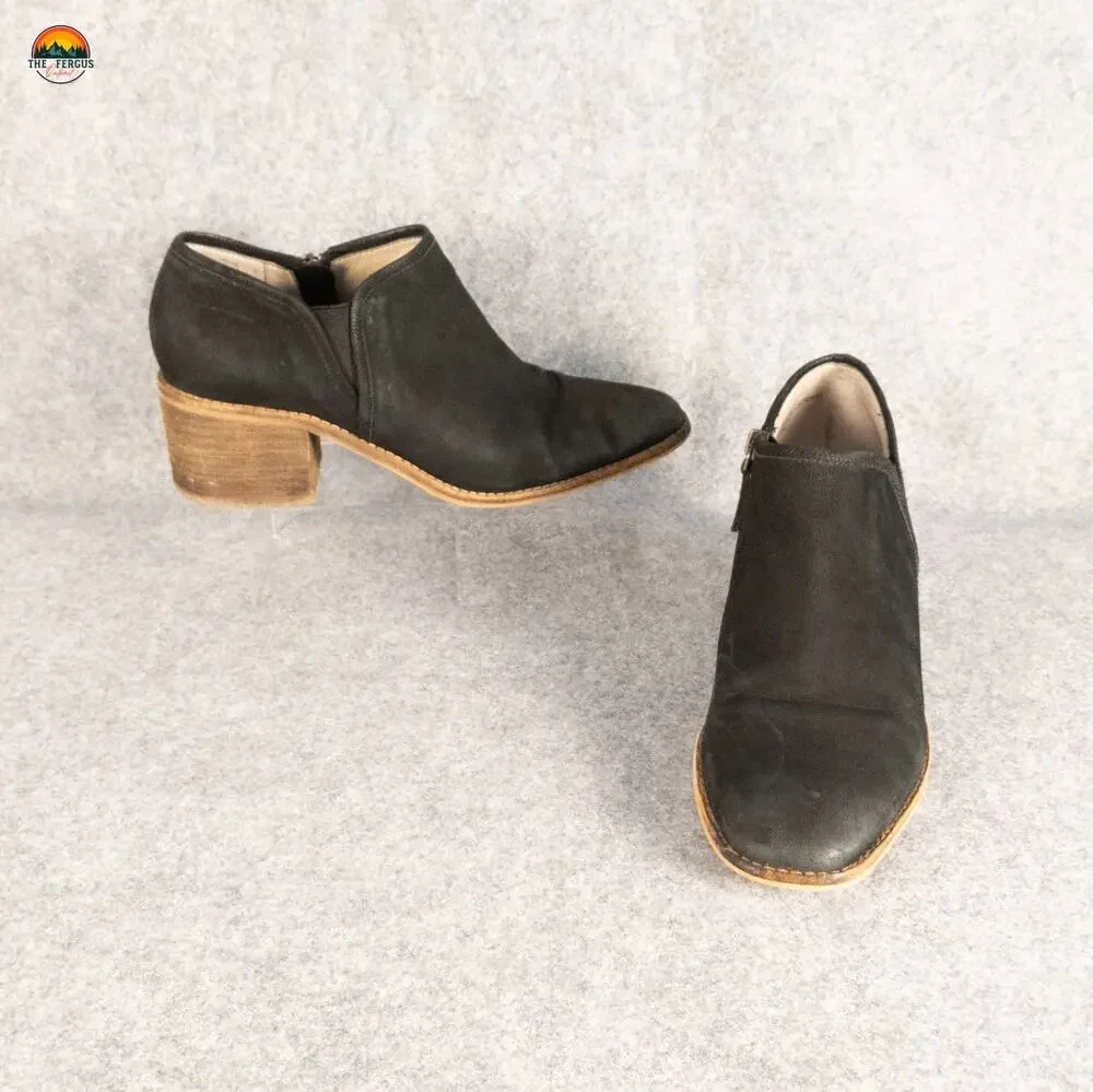 Caslon Ankle Booties Black Leather Block Heel Cottagecore Fall Style Women's 9M